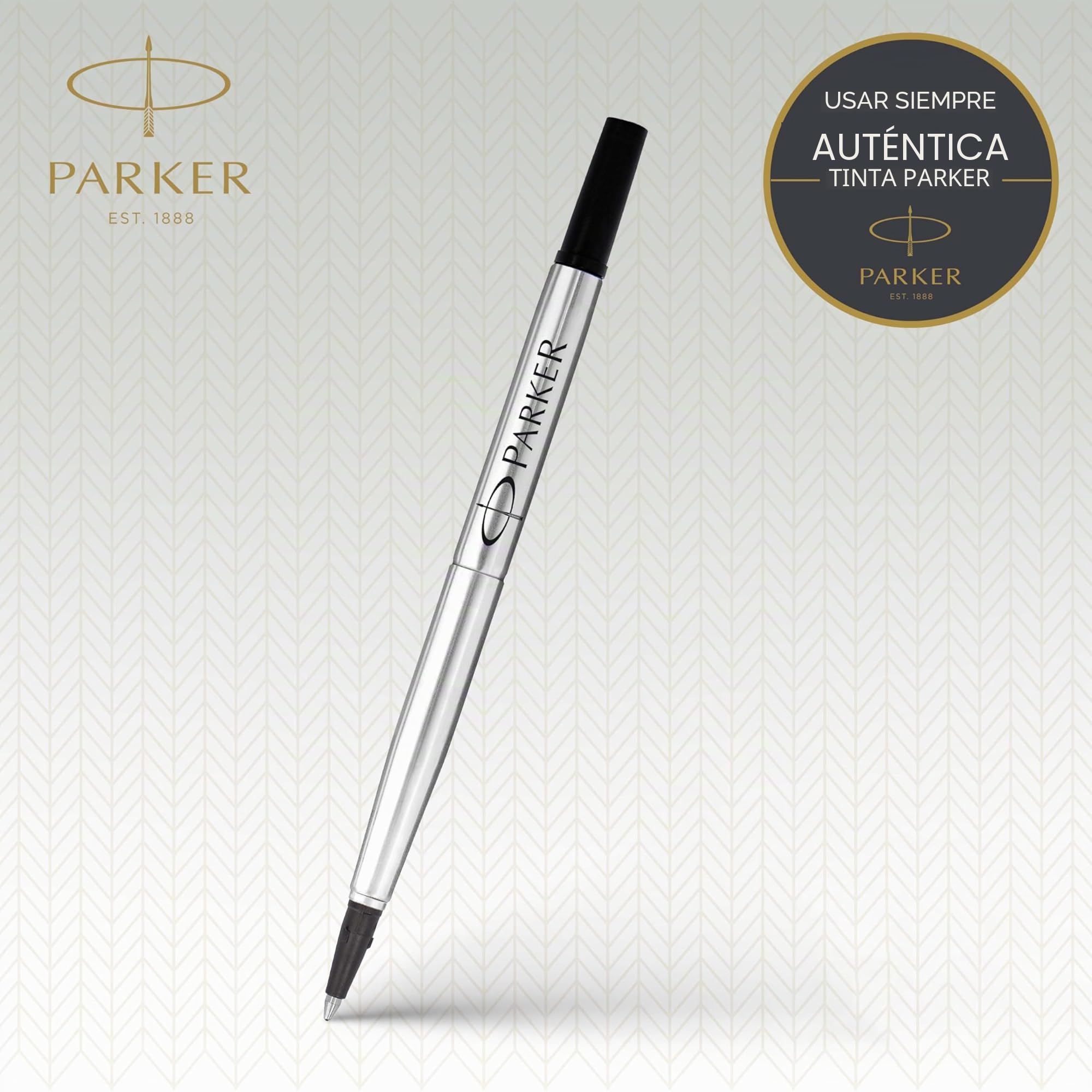 Parker Recambios para bolígrafos roller | Punta mediana | Tinta negra QUINK | 12 unidades