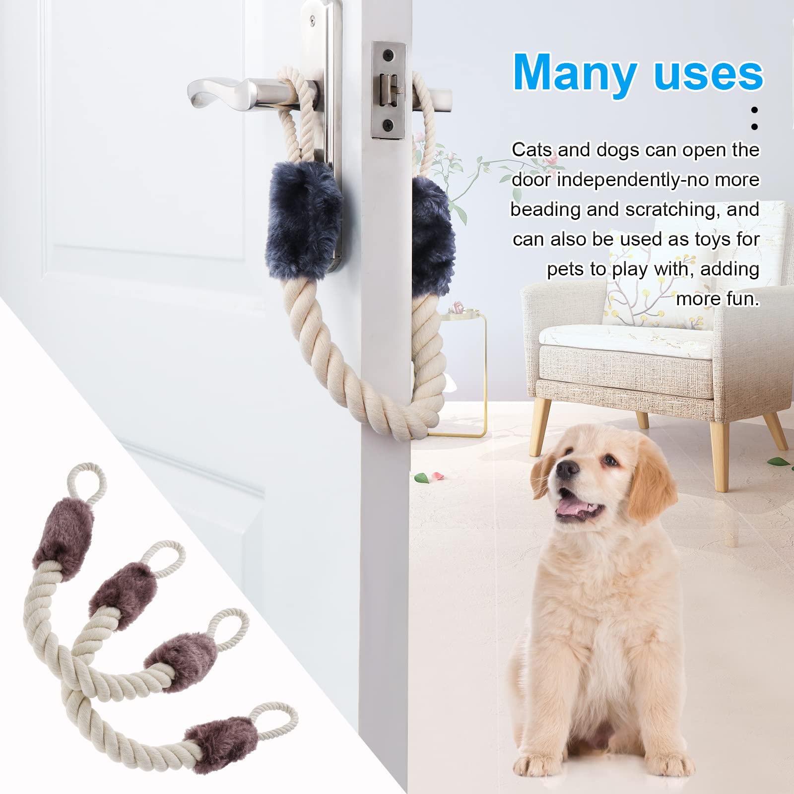 4 Fermaporta In Corda Di Cotone - Anti-sbattimento, Sicurezza Bambini E Animali, Per Maniglie Porte - Foto 7