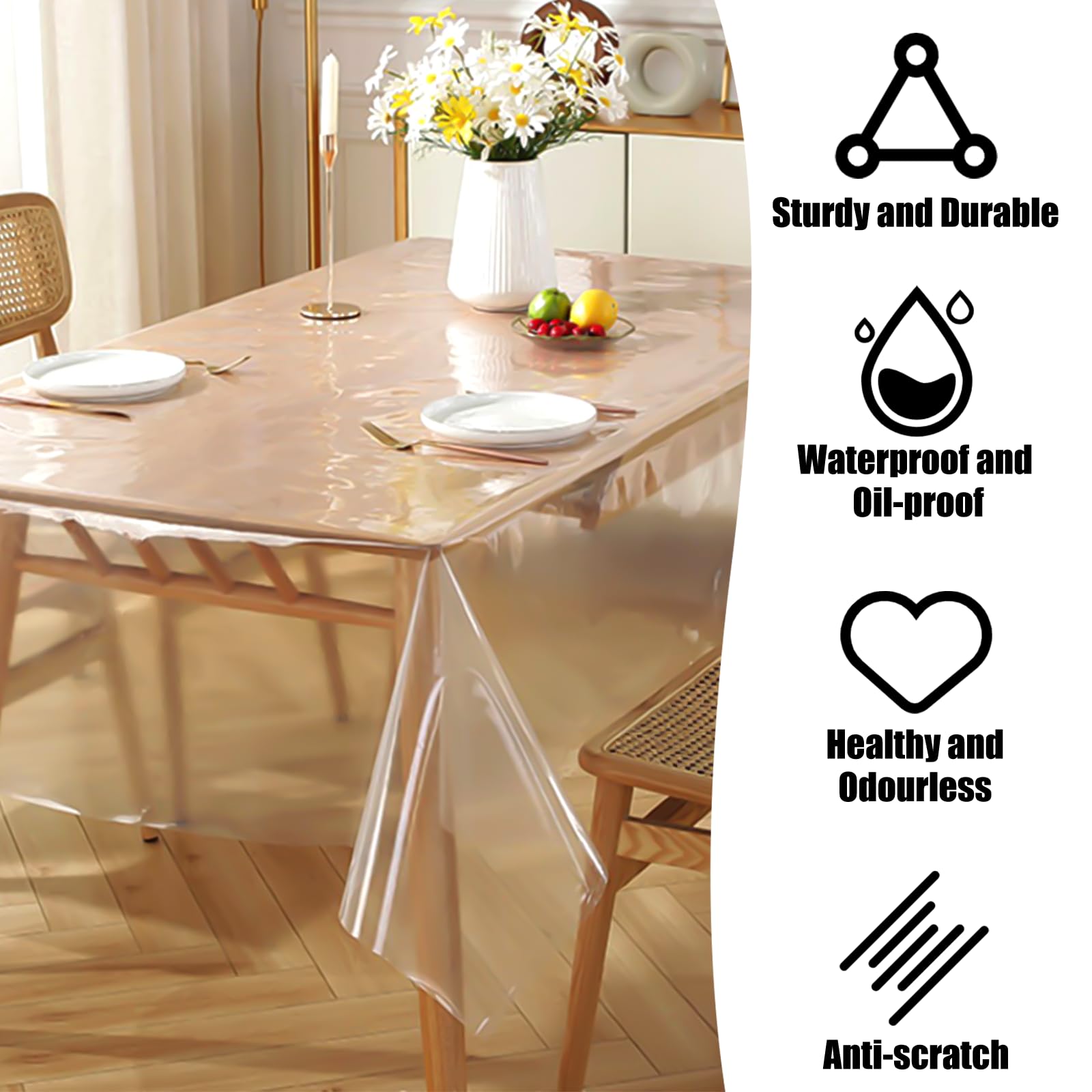 Protection De Table Rectangulaire En PVC Transparent De 1,5 Mm D'épaisseur - 40,6 X 137,2 Cm - Pour Bureau, Ordinateur, Canapé, Table De Chevet, Table De Chevet