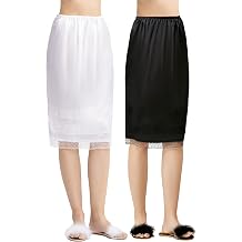 Coucoland 2 Pack Half Slip for Women Under Dress Lace Hem Underskirt