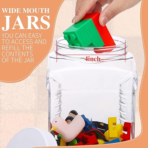 Miniatura 3 de 12 paquetes de 1 galón de plástico con tapa, recipientes de almacenamiento transparentes, recipientes de agarre, recipientes vacíos multiusos,
