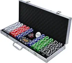 Kit Jogo de Poker Maleta com 500 Fichas Acrílico Sem Numeração, Dealer, Dados e Cartões