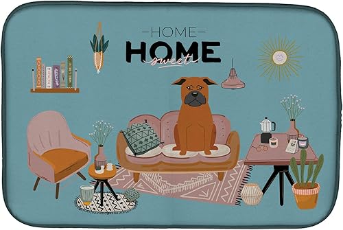 Miniatura 43 de Caroline's Treasures CK7824DDM - Tapete absorbente para secado de platos con diseño de bulldog inglés, rojo y blanco, para encimera de cocina, 14 x