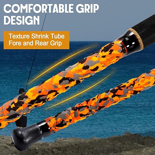 Miniatura 3 de Sougayilang Surf – Caña de pescar giratoria de carbono para surf, de viaje, M/MH, caña de pescar de 3 piezas, 9'/10'/11'/12'