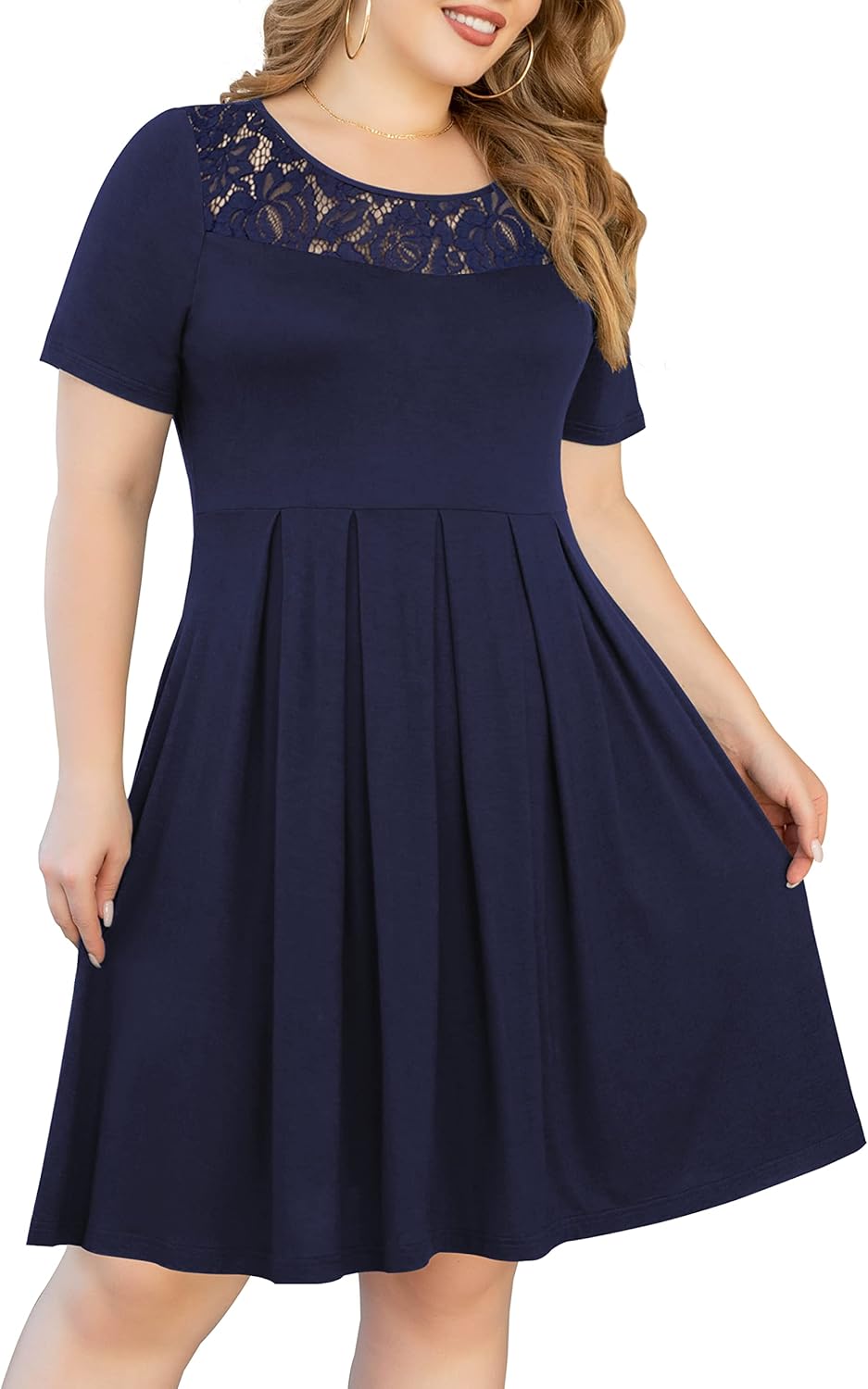 Tralilbee Womens Plus Size Short Sleeve Dress Casual Rwanda