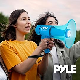 Pyle Portable PA Megaphone with Alarm Siren & Adjustable Volume - 40 Watt Handheld Lightweight Marine Grade Waterproof Bullhorn - AA Battery Powered For Indoor Outdoor Use