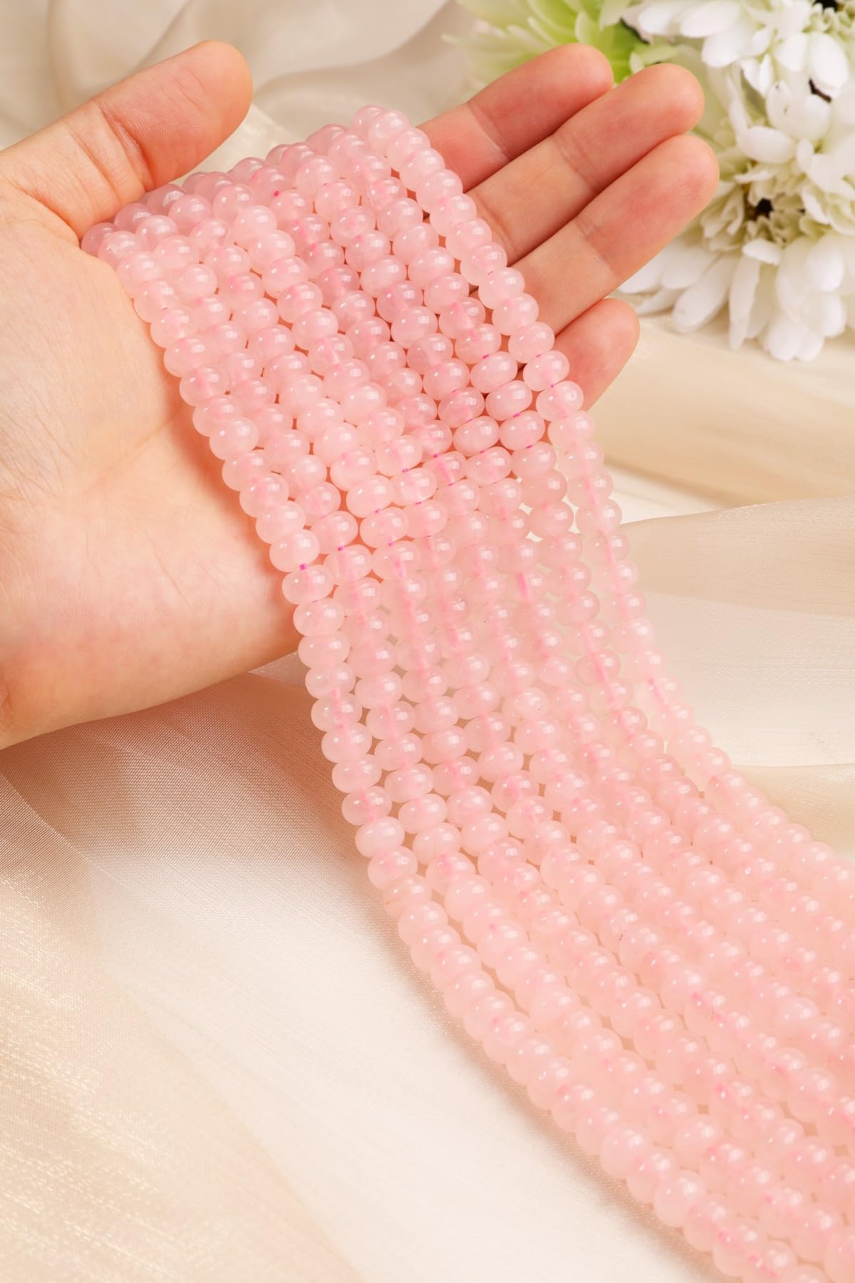 JSDDE Crystal Gemstone Beads for Bracelet Necklace Making Kit, Rose Quartz Crystals Beads for Jewellery Making Loose Stone Bead DIY Crafts