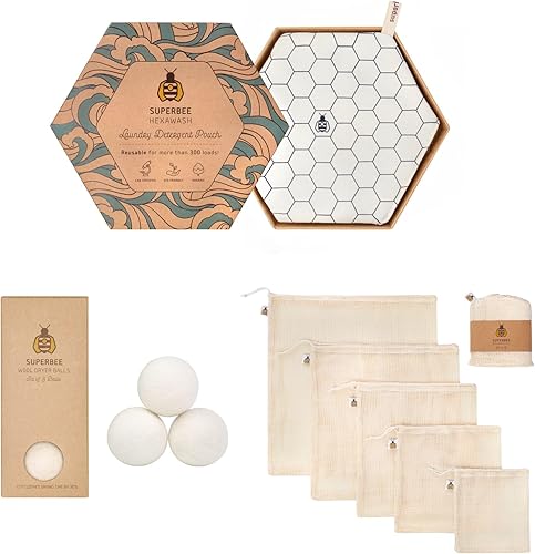 SuperBee Kit de lavandería - Kit de viaje de lavandería ecológico - Ropa de lavandería para pieles sensibles sin químicos - Alternativa de