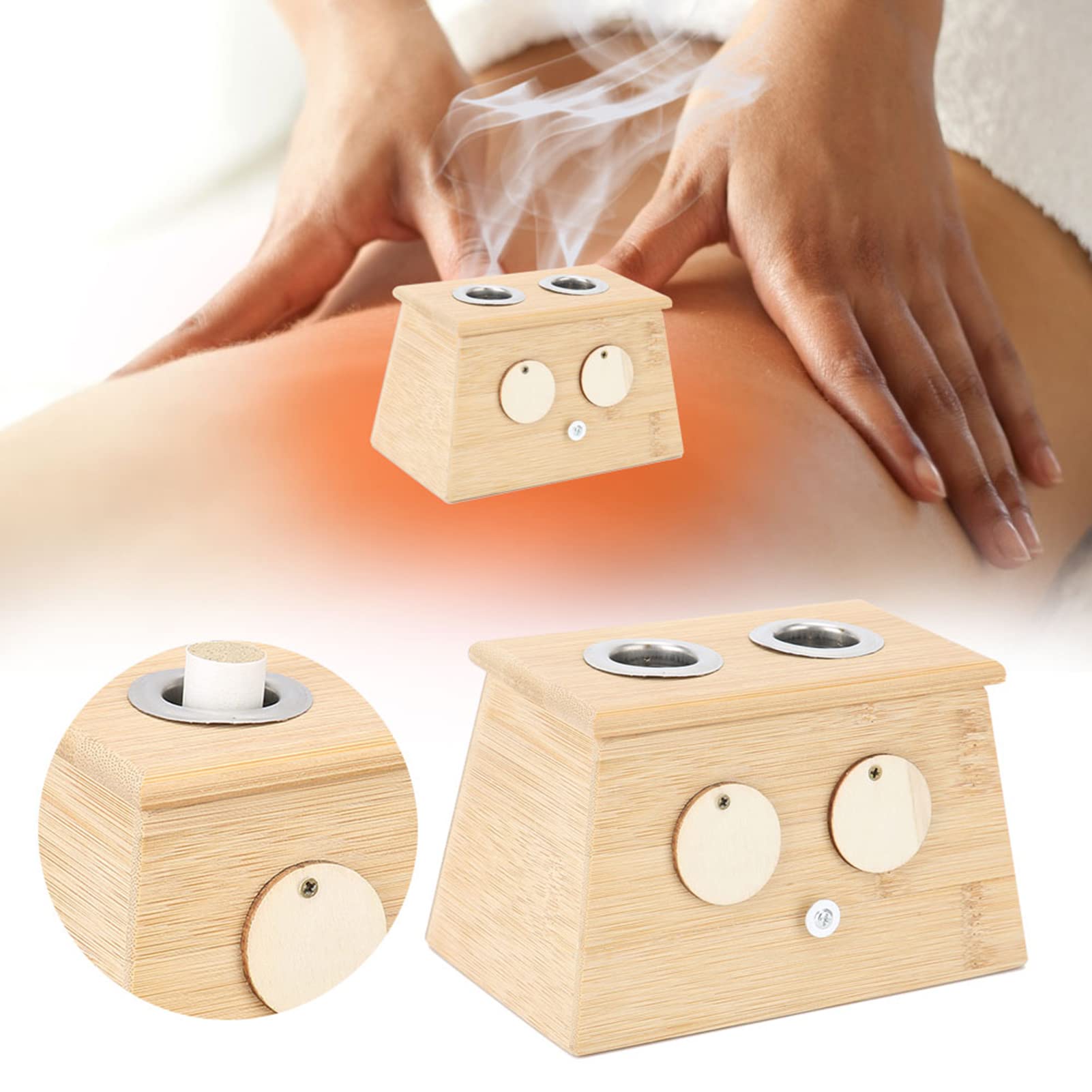 Boîte à moxa en bambou à 2 trous - Porte-rouleau de moxa en bambou naturel pour une guérison efficace - Convient aux bâtonnets de moxa de 14 à 18 mm - Outil de moxibustion durable et sûr