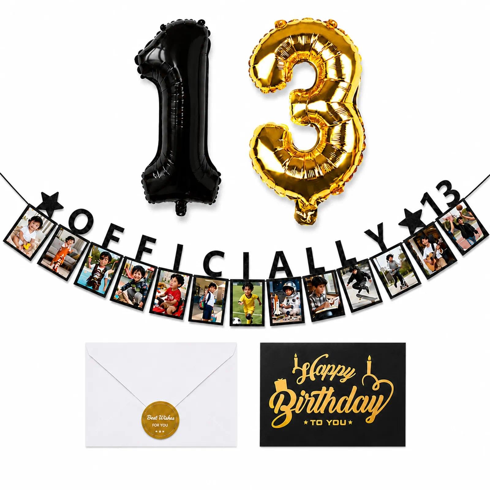 4 Pcs 13th Birthday Decorations, Teenager Banner, 13 Birthday Banner Decor