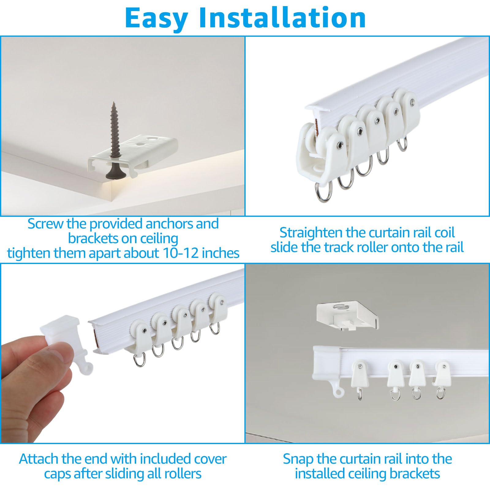 LOLYSIC 4m / 13ft Bendable Curtain Rail for Bay Windows Flexible PVC Ceiling Curtain Track - Image 3