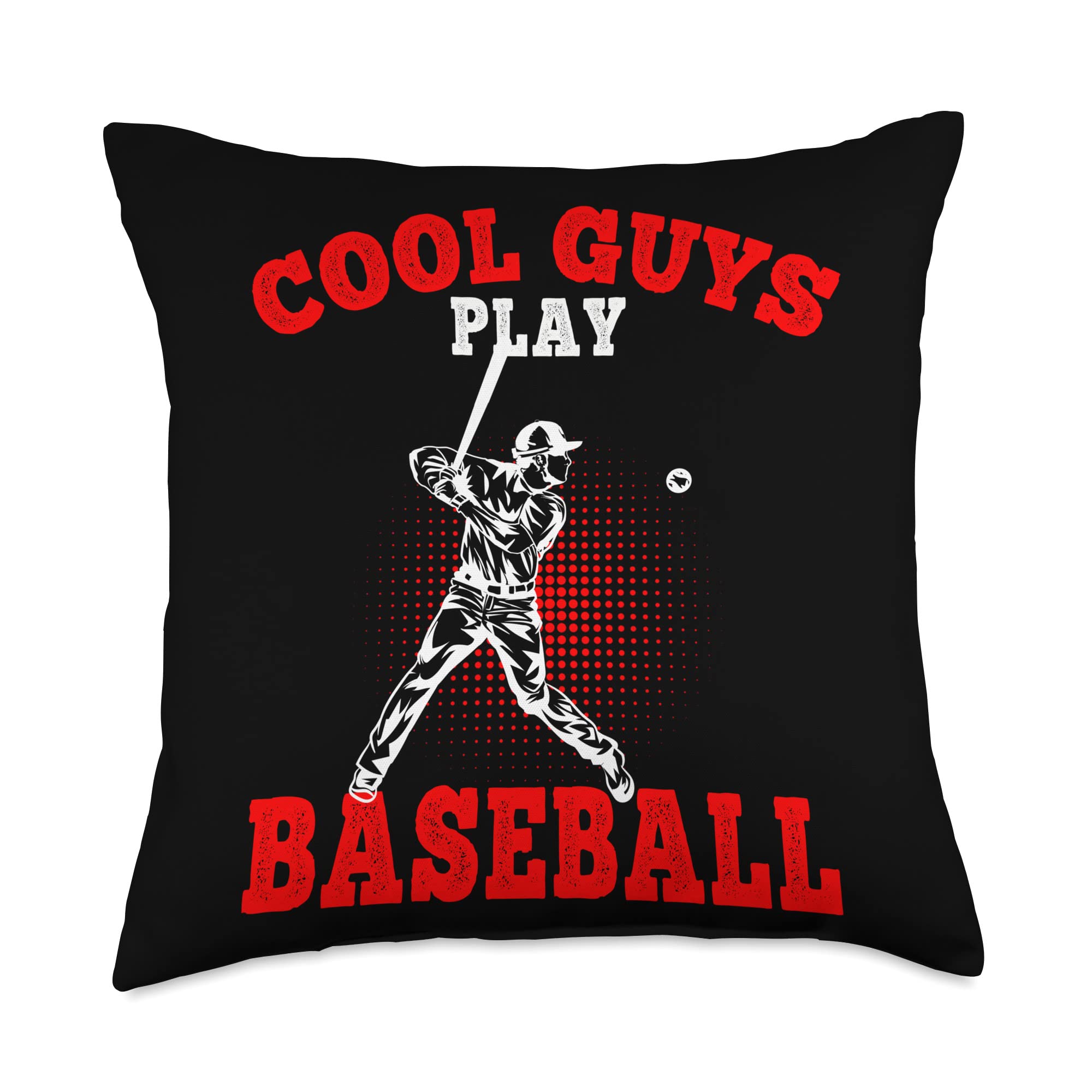 Baseballfan And Baseball Designs Cool Guys Play Baseball Players Throw Pillow, 18x18, Multicolor