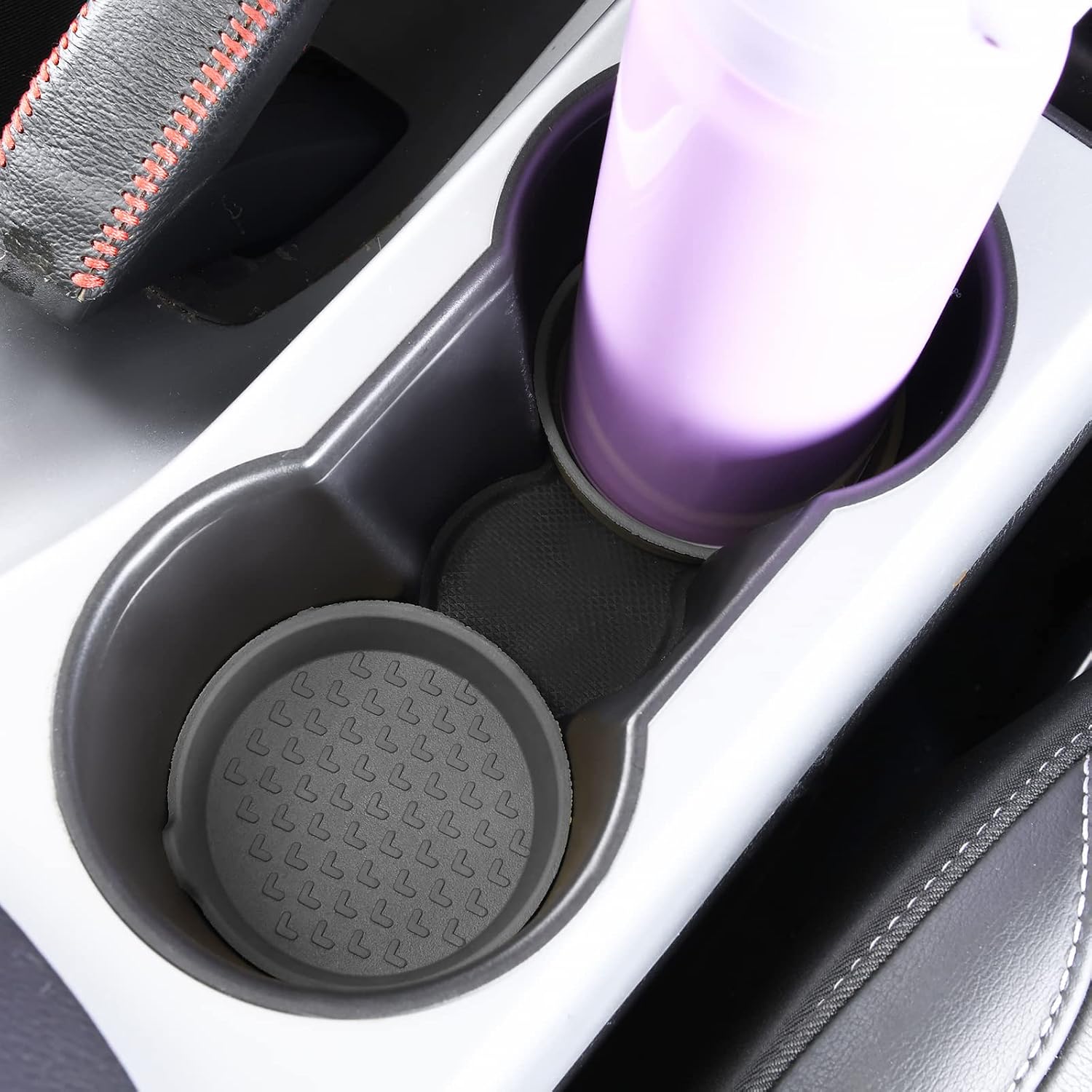 Matdology Car Cup Holder Coasters, TPE Coasters for Cup Holders, Removabl Universal Vehicle Cup Holder Coasters, Set of 4 Pack,Gray