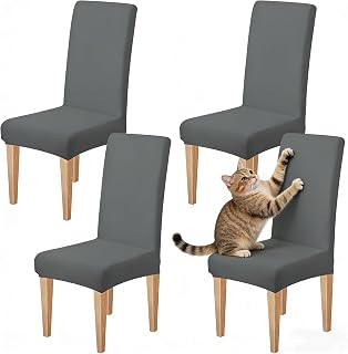 Dioxide Fundas para Sillas de Comedor Ajustables y Elásticas, Fundas Sillas Material Duradero y Fácil de Limpiar Fundas Sillas de Comedor Ideal para Hogar, Restaurante (Gris, Pack de 4)
