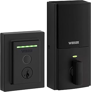 Weiser Halo Touch Matte Black WiFi Smart Lock, Keyless Entry Door Lock, Fingerprint Door Lock, Amazon Alexa & Google Assistant/Google Home Compatible, Deadbolt Lock, Modern Smart Locks for Entry Door