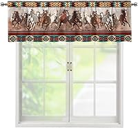 Vista 11 de ZFRXIGN Cortina de cenefa de cocina de caballo occidental para ventanas pequeñas, bolsillo azteca tribal cortinas opacas cortas para sala de estar
