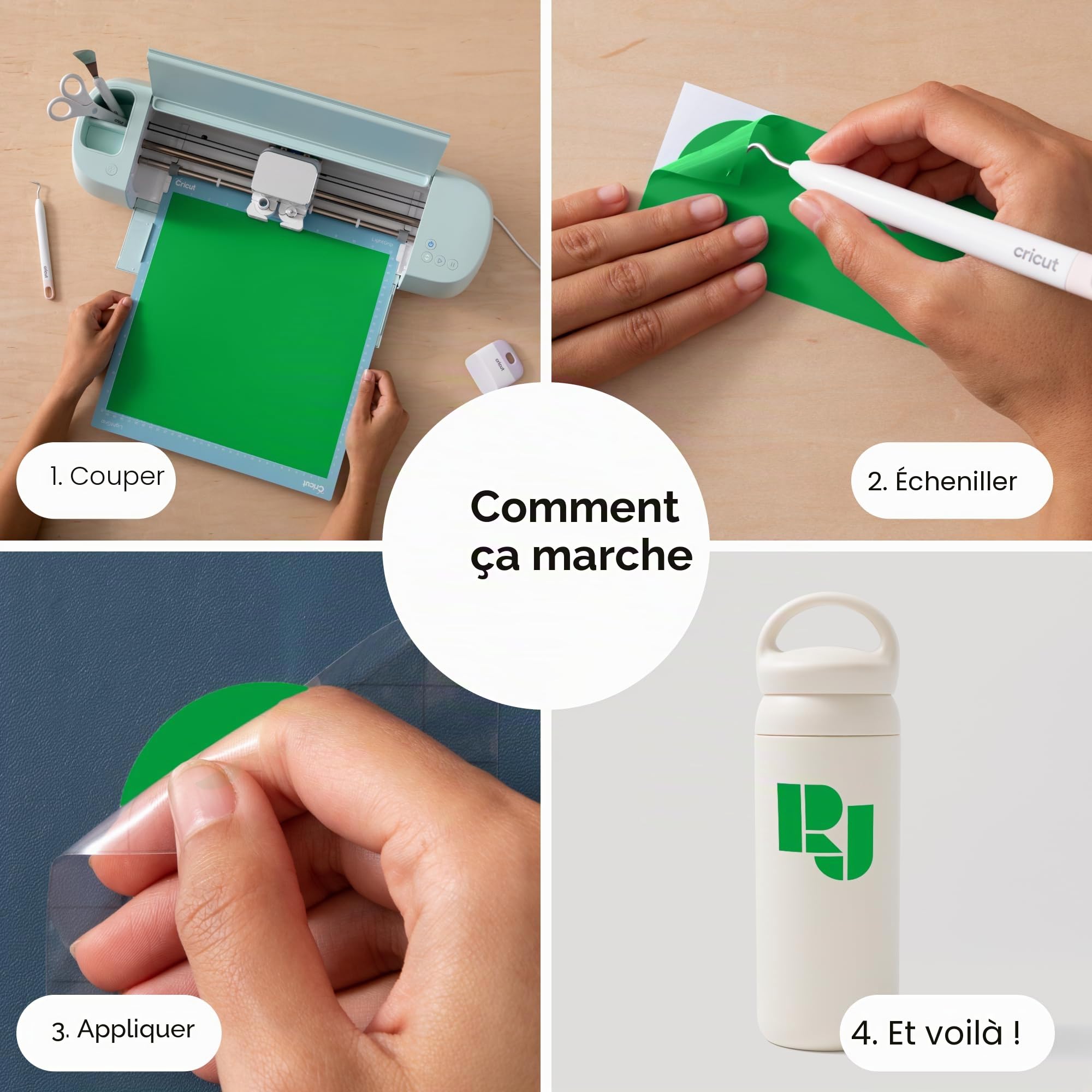 Cricut Vinyle Adhésif Permanent | Lot de 50 Feuilles | 30,5 cm x 30,5 cm (12" x 12") | Feuilles de Vinyle Auto-Adhésif pour Plotter, Décoration et Stickers