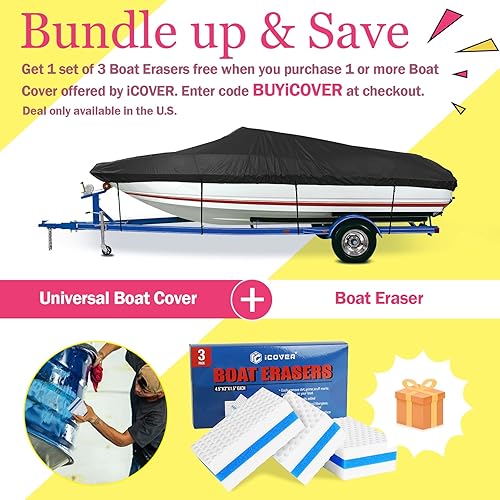 Miniatura 5 de iCOVER - Funda para lancha remolcable, impermeable, resistente, poliéster, grado marino, apta para lanchas V-Hull, de pesca y esquí de 20-23 pies de