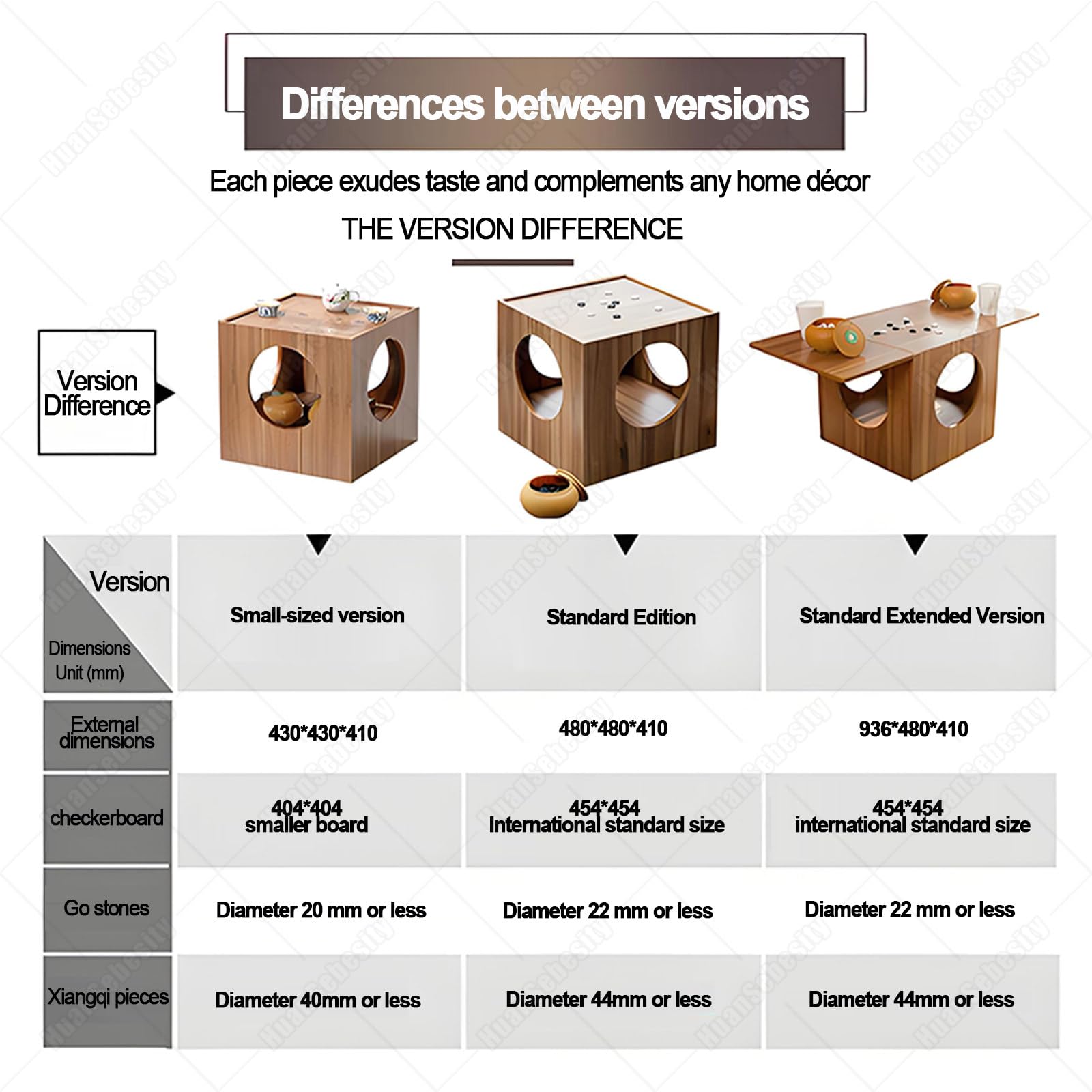 Tavolo da Scacchi Doppio Uso,Tavolino da Salotto Compatto in Legno,Scacchiera 2 in 1 per Scacchi E Go,Mobile Versatile per Uso Quotidiano E Serate di Gioco Extended