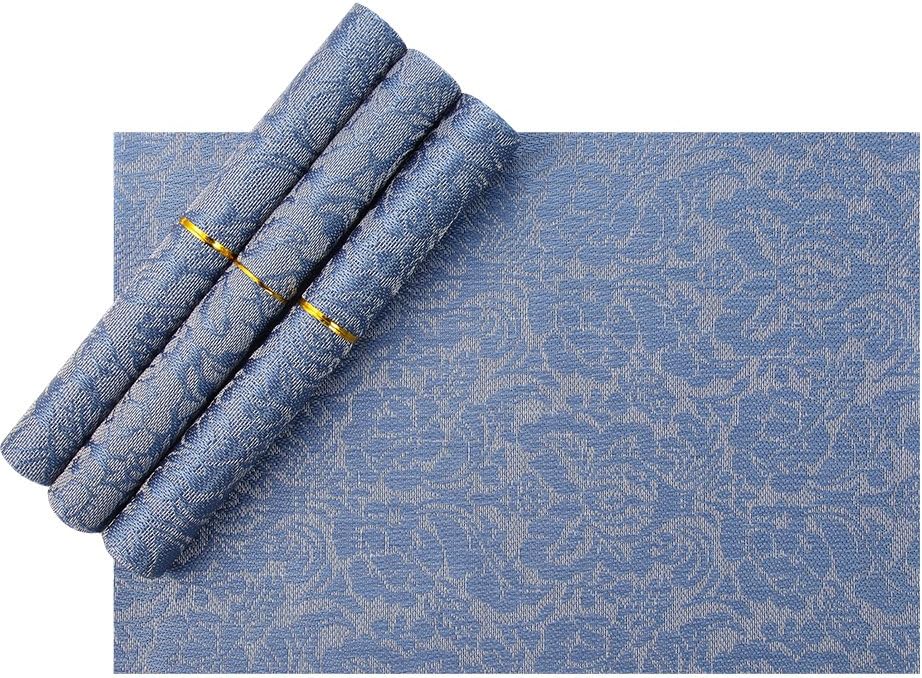 Placemats,Heat-resistant Non-slip Woven Vinyl Placemats for Dining Table, Blue Placemats Set of 4