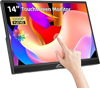 Kenowa Touchscreen Portable Monitor, 14 Inch FHD 1080P IPS Laptop Monitor, USB C HDMI Port External Monitor Built-in Speakers and Stands, Travel Monitor for Laptop/Phone//PC/Mac/Xbox/Switch/PS4/5