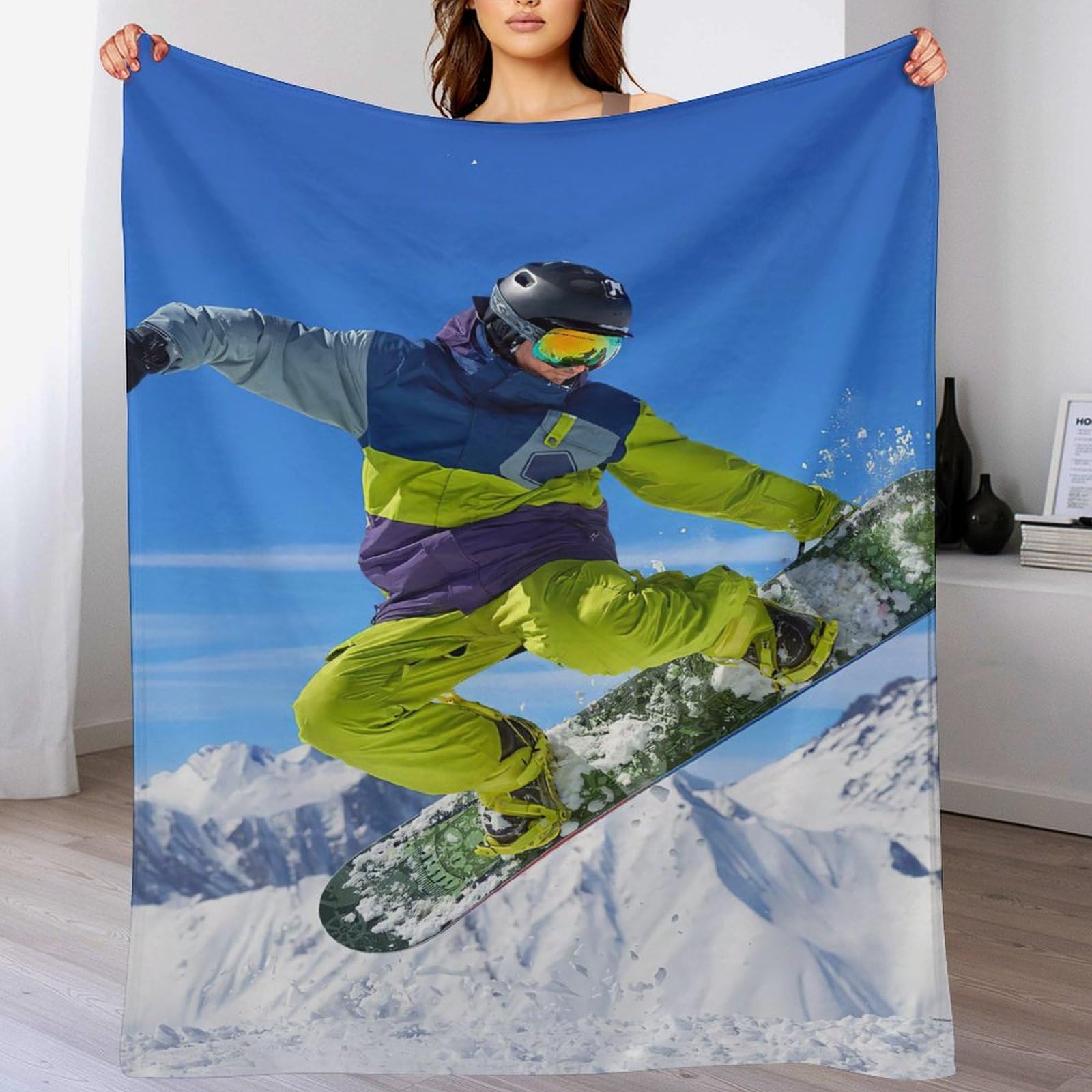 Couverture lit snowboard chaude et douce 180x200 jeté de canapé flanelle toutes saisons