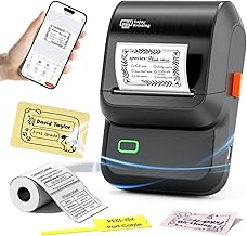 Label Maker Machine with Tape, M100 Sticker Printer Address Label Maker, Barcode Printer with Multiple Templates, Bluetooth Thermal Label Printer for Small Business, Office, Home, School, Black