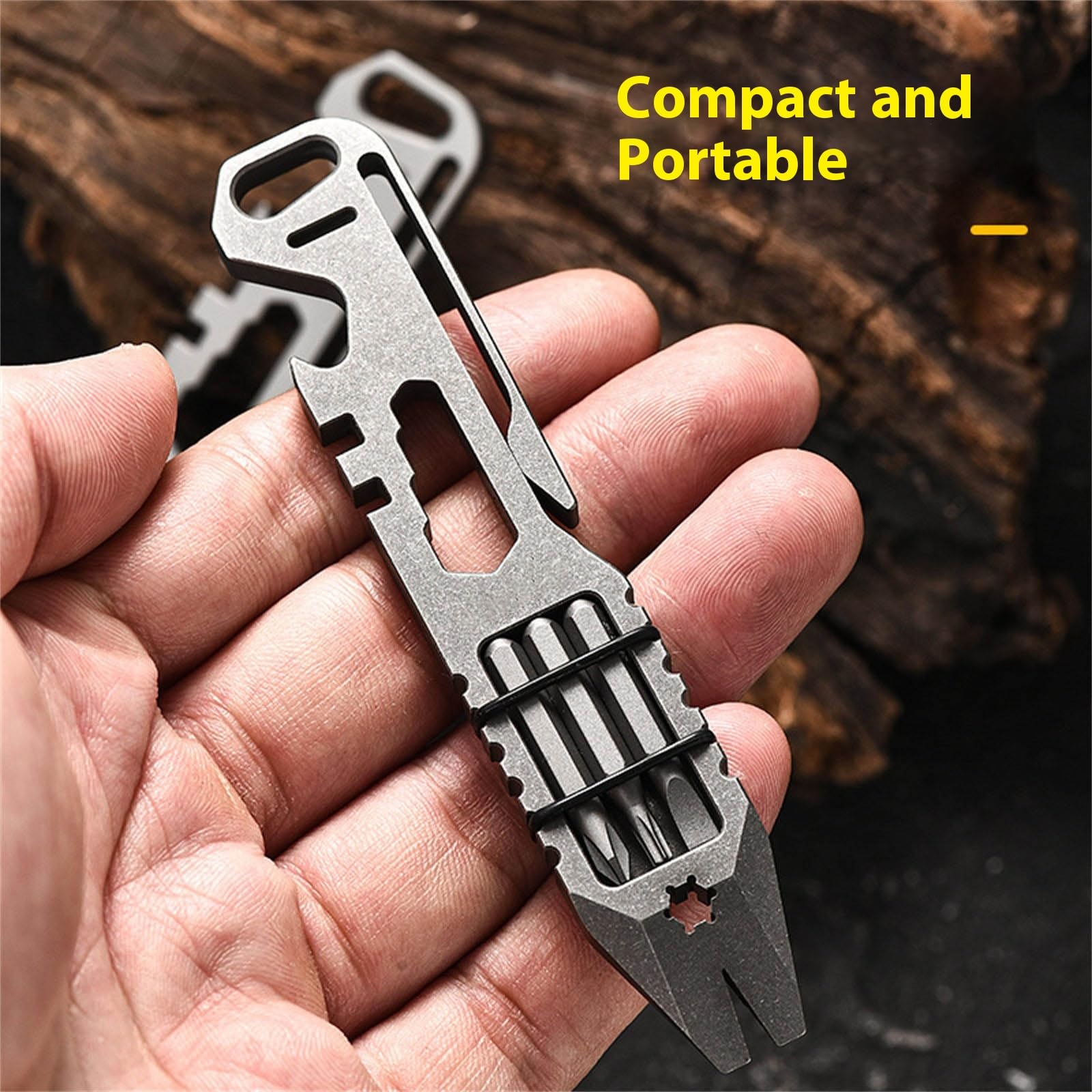Herramienta de metal multifunción, diseño compacto de 10,7 cm con abridor de botellas y destornillador para ciclismo al aire libre y uso diario