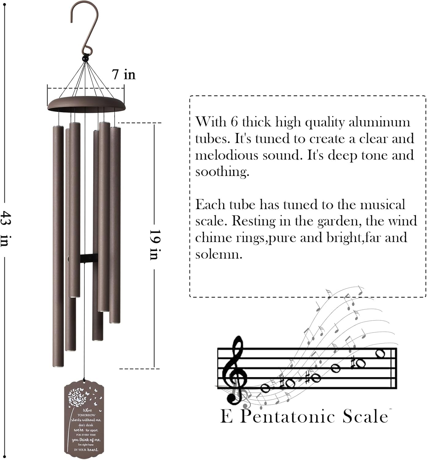 43" Large Wind Chimes for Outside Deep Tone, Memorial Wind Chimes for Loss of Loved one, Bereavement Sympathy Gifts in Memory of a Loved one, Outdoor Decor for Garden,Yard,Lawn & Patio - Image 2