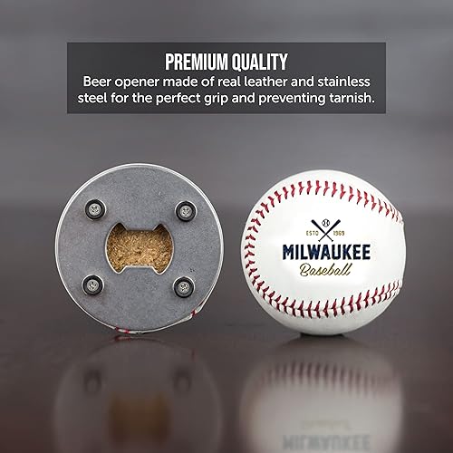 Miniatura 9 de Buffalo BottleCraft - Abrebotellas de San Luis, hecho de una pelota de béisbol real, el abrebotellas de béisbol, captador de tapas, imán para nevera