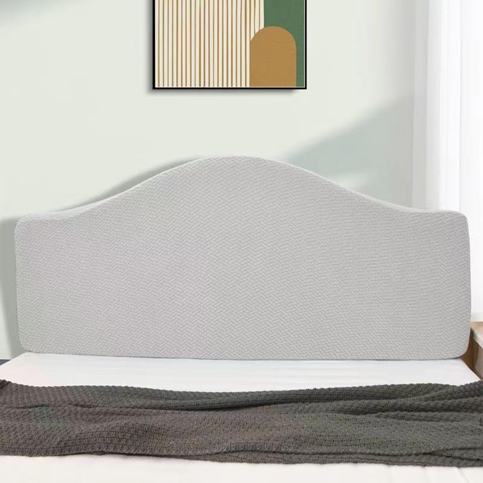 Ljqaizyl Lightgrayc Stretch Headboards Cover/Slipcover Single/King/Double Bed Headboard Protector Grey Backrest Cover All-Inclusive Curved Universal Bed Board Slip Cover Wood Leather Dust Cover ,-160Cm-180Cm