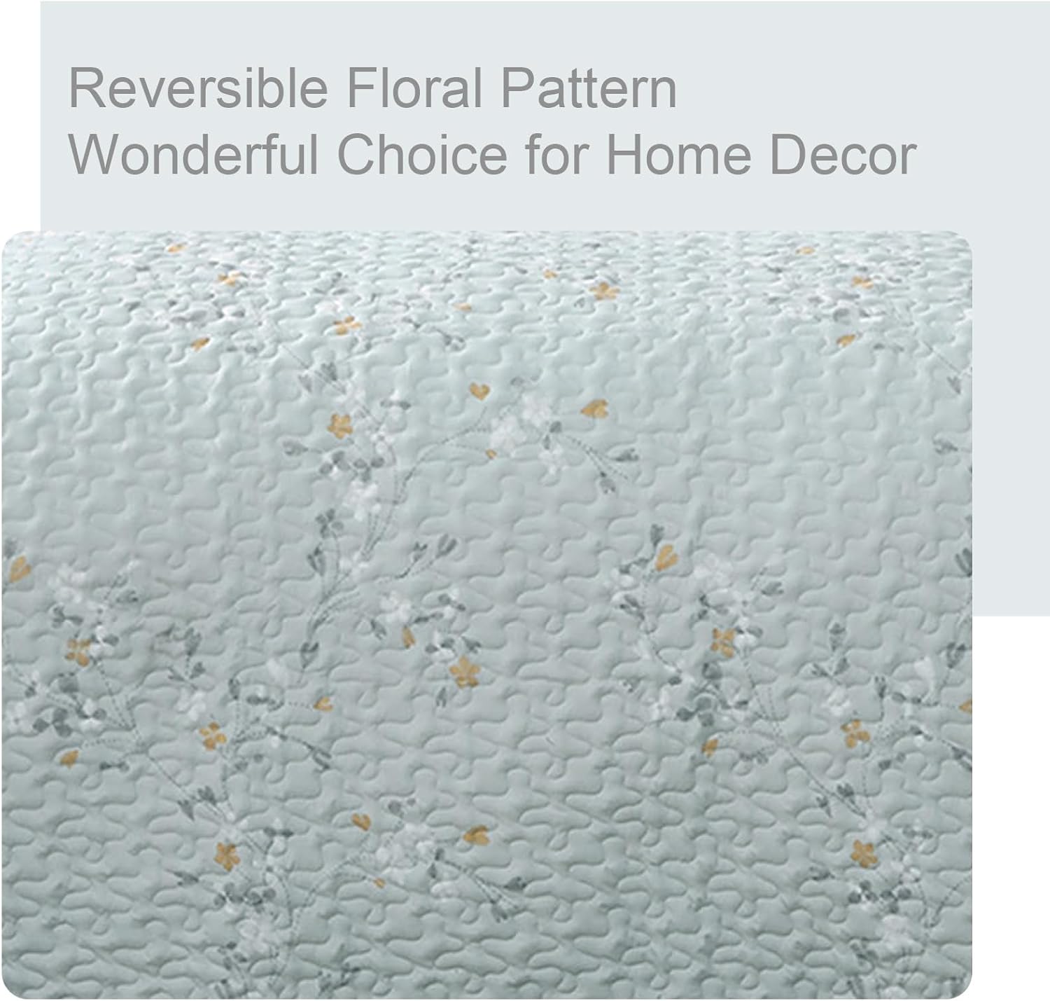 Exclusivo Mezcla Reversible Boho Quilts King Size, Aqua Bedspreads Lightweight Coverlet All Season Flowers Quilt Bedding Set with Printed Floral Pattern (1 Quilt, 2 Pillow Shams) - Image 4