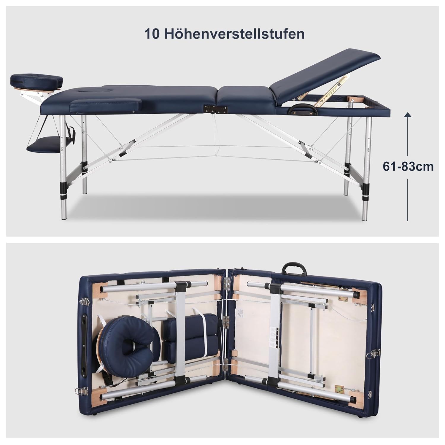 Massage Table Portable Massage Bed Lash Spa Tattoo Bed EstJustable Professional 3-Guna Aluminum Legs Bag carrying Bag 496 LBS