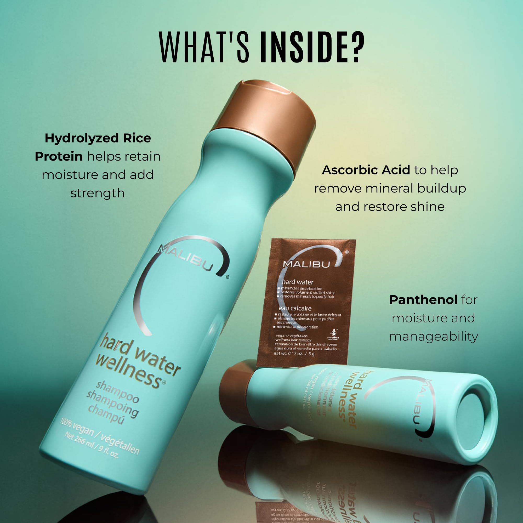 Malibu C Hard Water Wellness Collection Shampoo 266 ml + Conditioner 266 ml + Säckchen 4 x 5 g