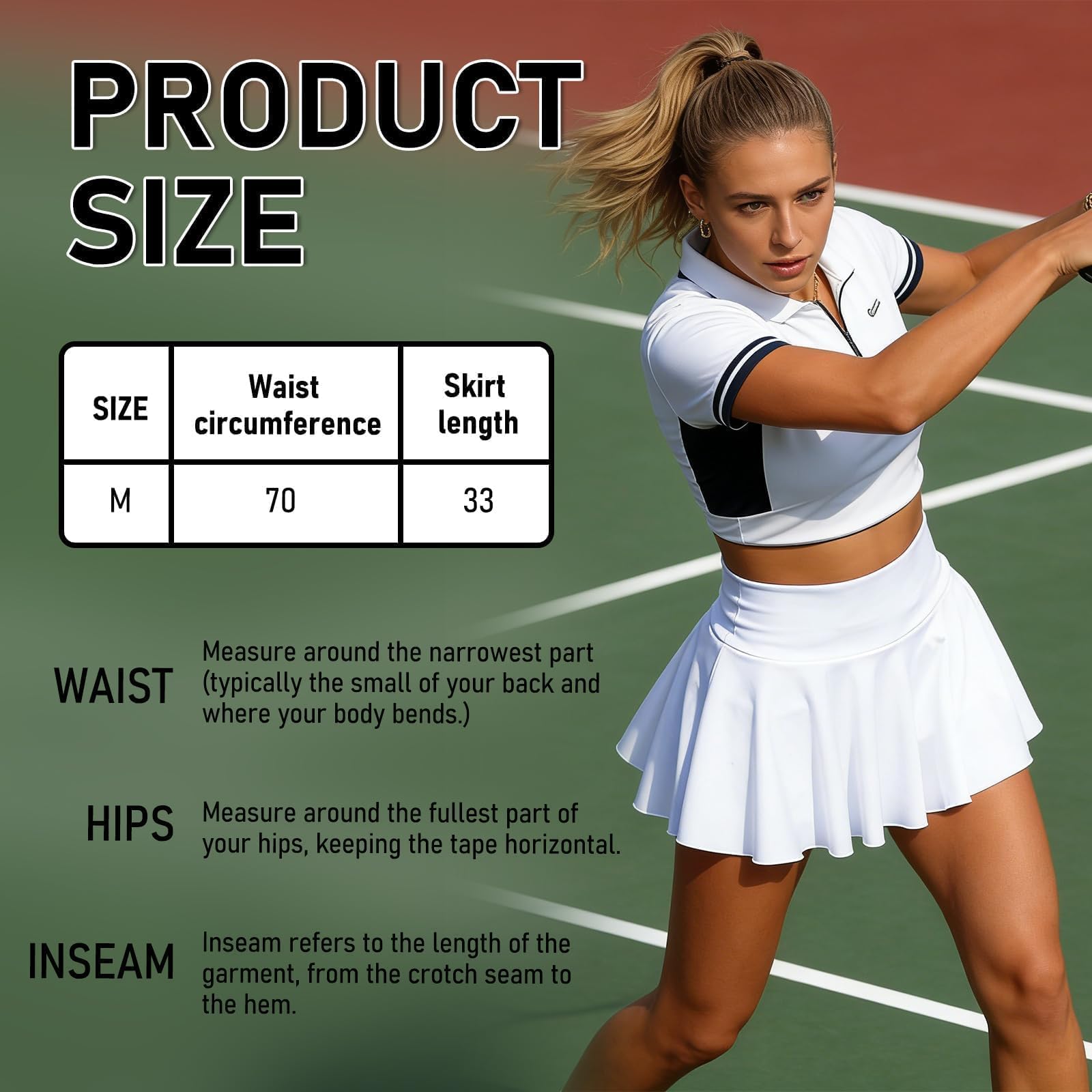 Falda Pantalon Mujer Deporte 2 Pcs Padel Negro Blanco Talla M