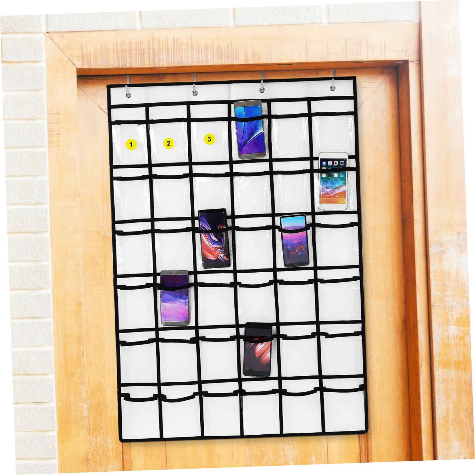 Organizador Colgante de Bolsillos para Puerta Blanco PVC Transparente