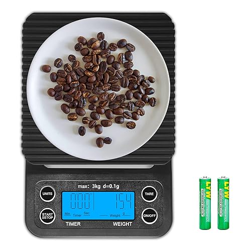 Báscula de café con temporizador báscula de cocina digital multifuncional de 66 lb3 kg báscula de grano de café para verter y goteo de café azul
