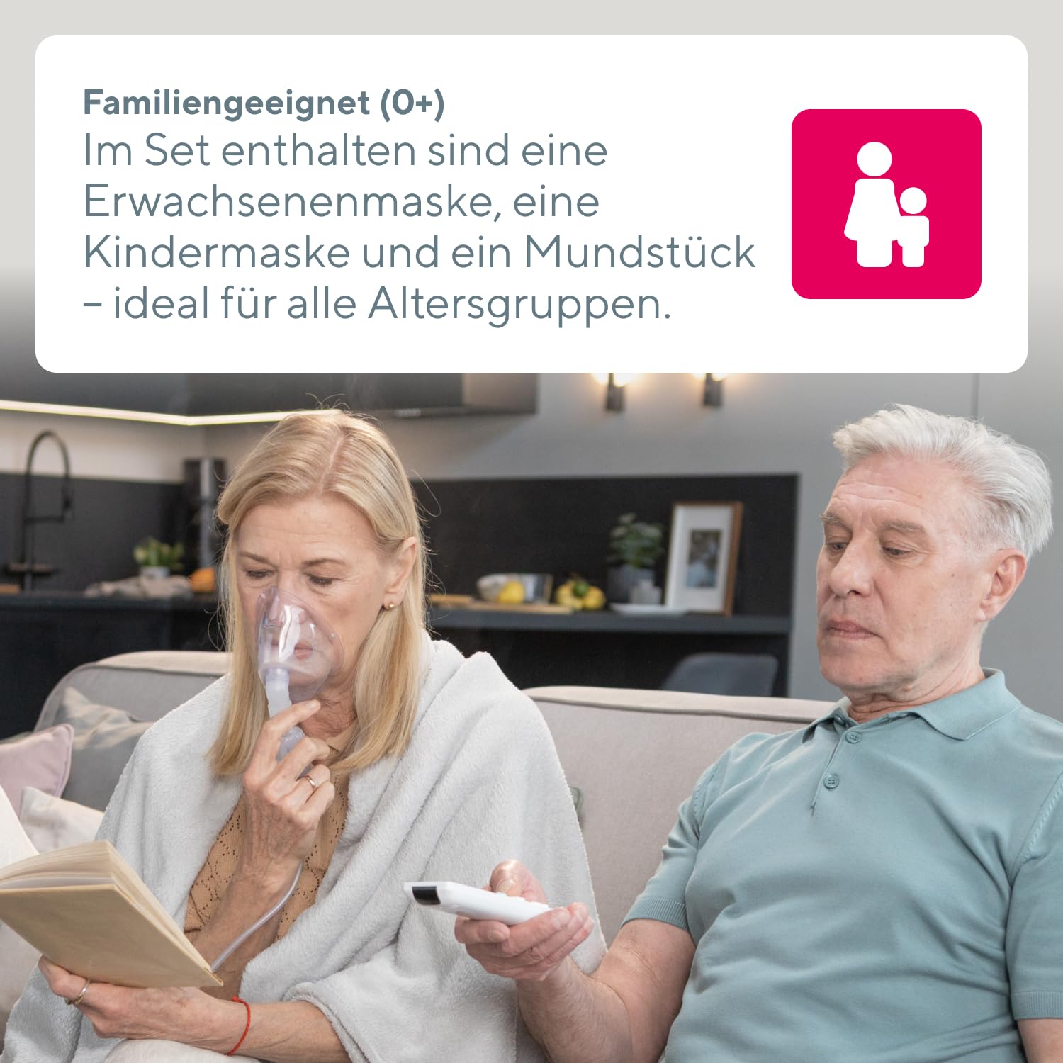 B.Well Swiss Kompressor-Inhalator MED-111, Medizinisch effiziente Atemtherapie, Einstellbarer Vernebler-Inhalator für Babys, Kinder und Erwachsene, Schweizer Qualität, Mit 2 Masken und Mundstück