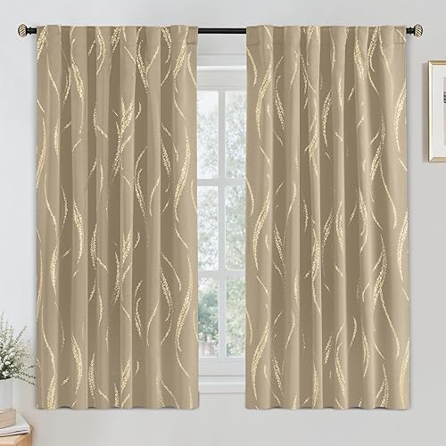 Miniatura 71 de Yakamok - 2 paneles de cortinas opacas con aislamiento térmico y puntos dorados, para sala de estar y dormitorio, juego de 2 paneles con ojales