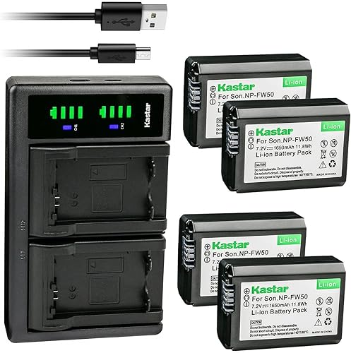 Miniatura 8 de Kastar Paquete de 2 baterías NP-FW50 y cargador USB LTD2 de repuesto para Sony Alpha 5000, a5000, ILCE-5100, Alpha 5100, a5100, ILCE-6000, Alpha