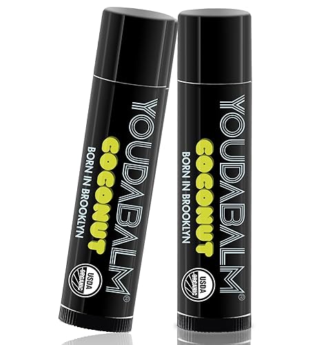 You Da Balm Bálsamo labial orgánico, sabor a coco, hidratante labial 100% natural, certificado por USDA, bálsamo labial para labios secos y