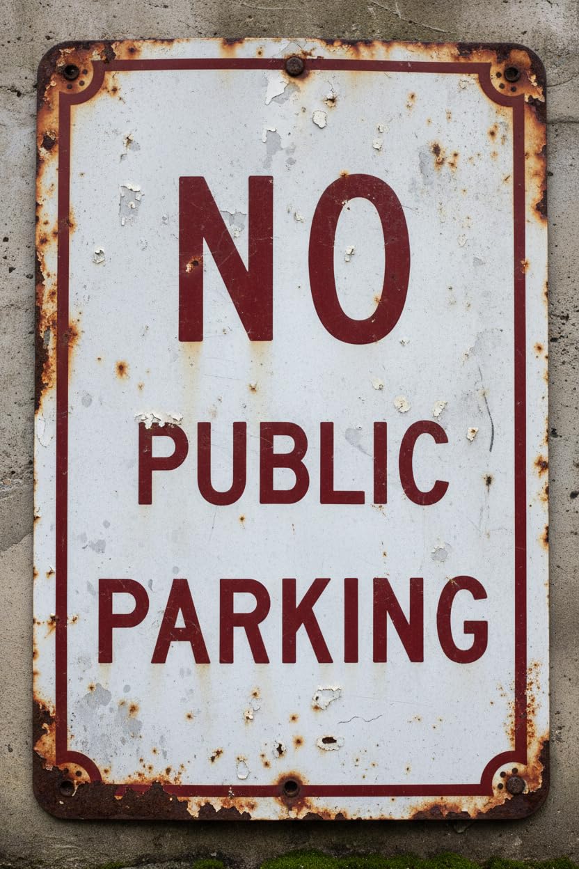 No Public Parking Tin Sign, 8x12 Inch