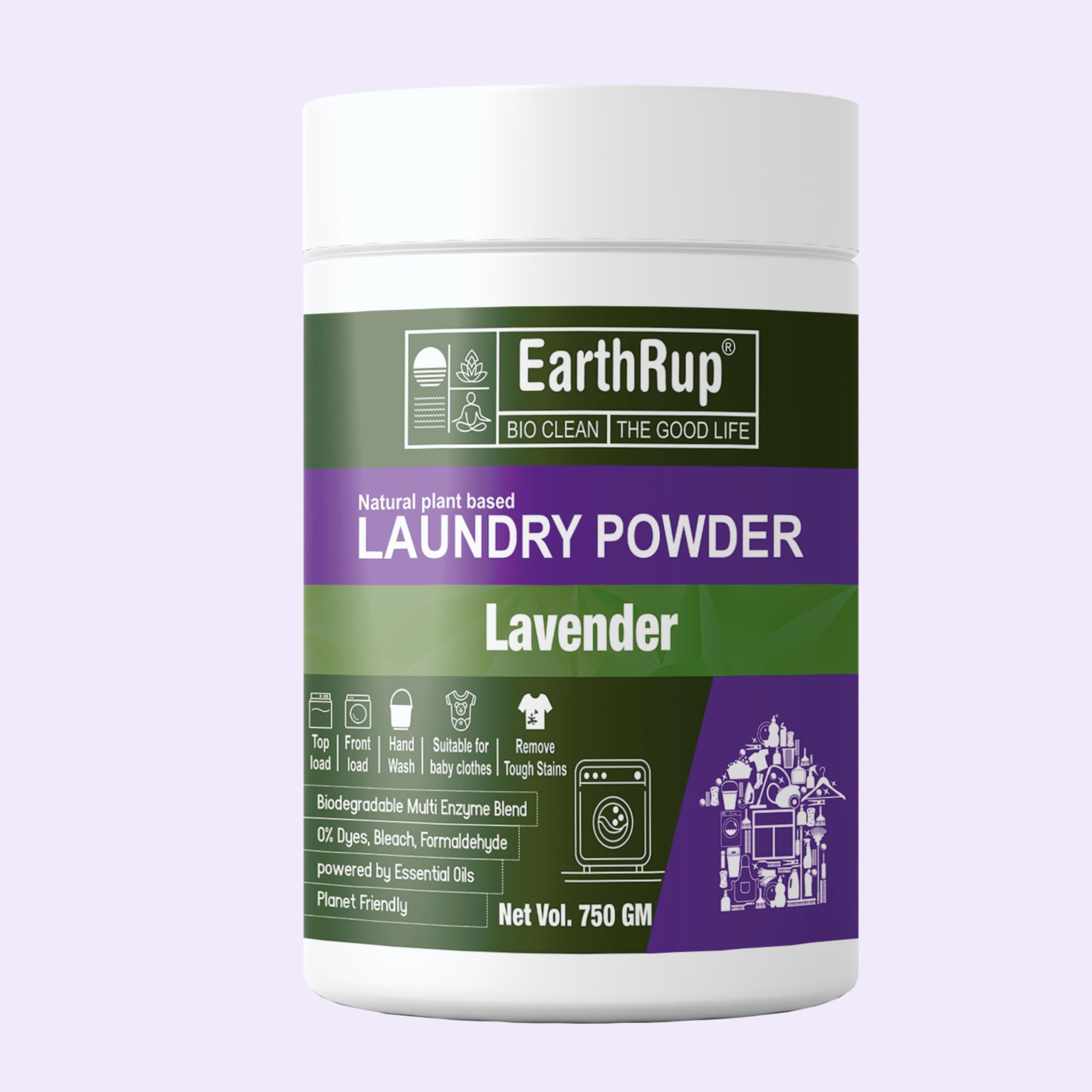 EarthRupNatural Laundry Detergent Powder | Superfine Use In Front And Top Load That Dissolves Easily And Removes Tough Stains With Power Of Natural Enzymes Pack Of 1Kg