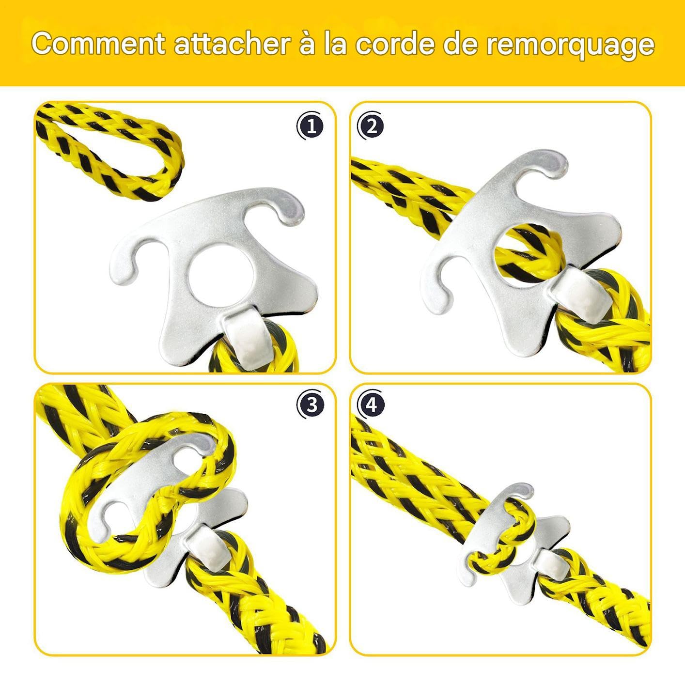 Corde de Remorquage pour Bouée Tractée - Corde Flottante pour Bouées | Attache Rapide et Facile d'Accessoires pour Pêche, Amarrage et Wakeboard