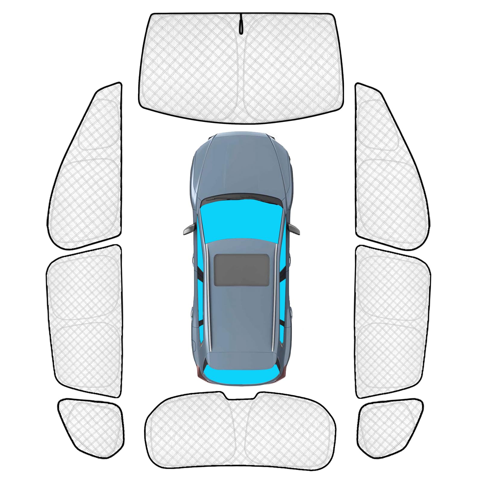 KMF 8pcs Thicken Sun Shades for Mazda CX-50 Accessories 2023-2025, Custom Full Window Sunshade Car Window Covers for Windshield Side Rear, UV Block and Blackout Privacy for Car Camping Outdoor