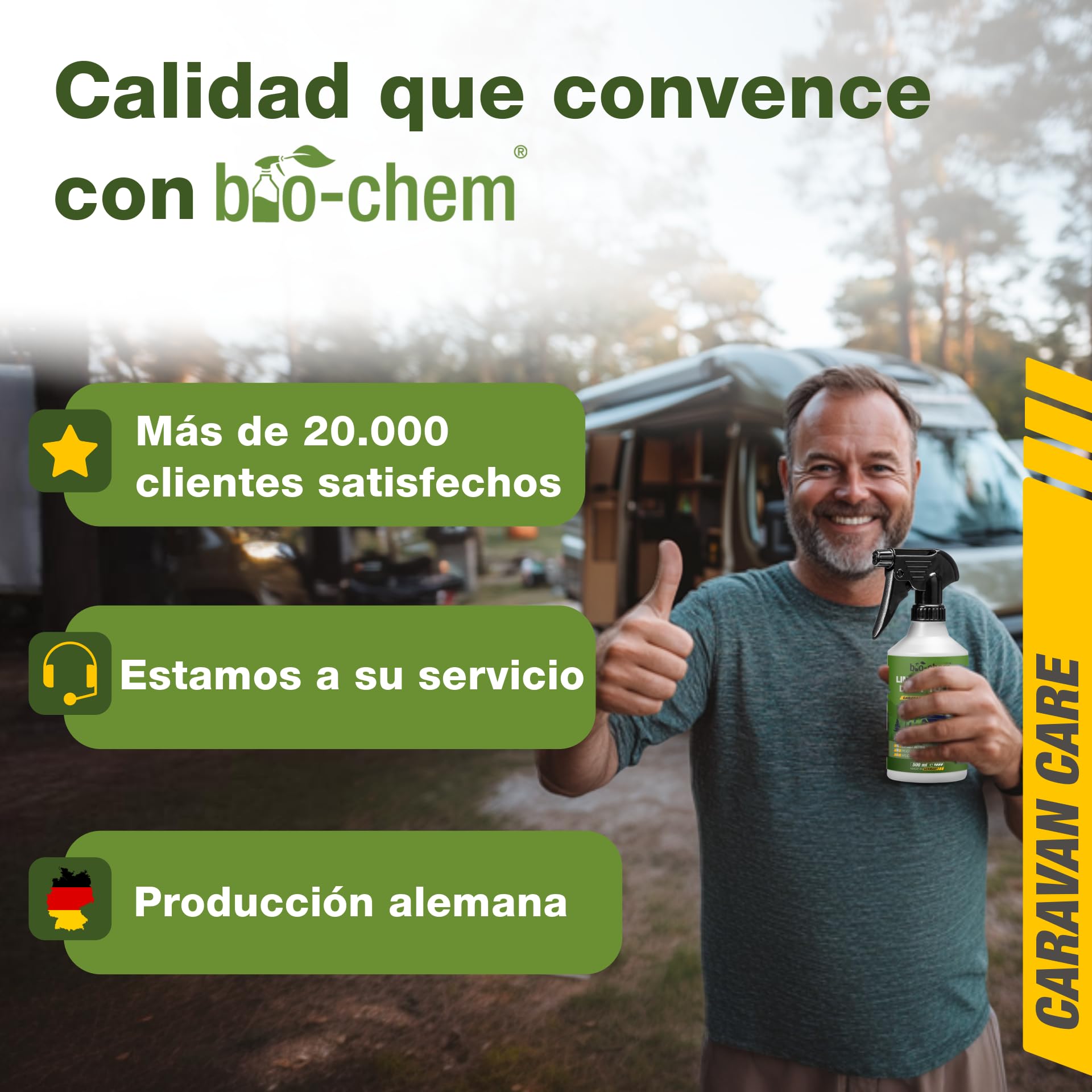 Bio-Chem - Limpiador para toldos, capotas y techos de Tiendas - Producto para el Lavado de toldos, caravanas, techos de Coches - Producto Textil Respetuoso con el Medio Ambiente