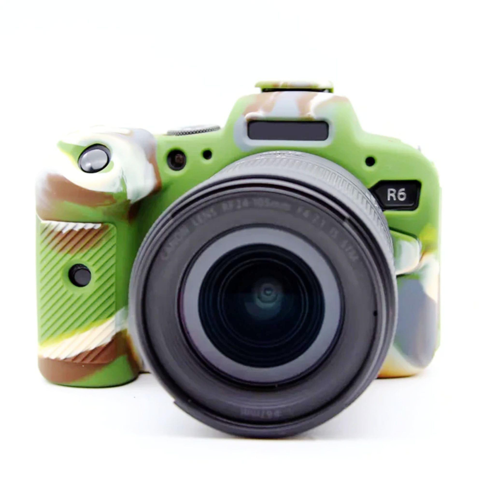 PICO R6 II Case, Fullbody Ultra-Thin Lightweight Rubber Soft Silicone Housing Case Bag Cover for Canon Eos /R6 Mark II (Military Green)-image-0