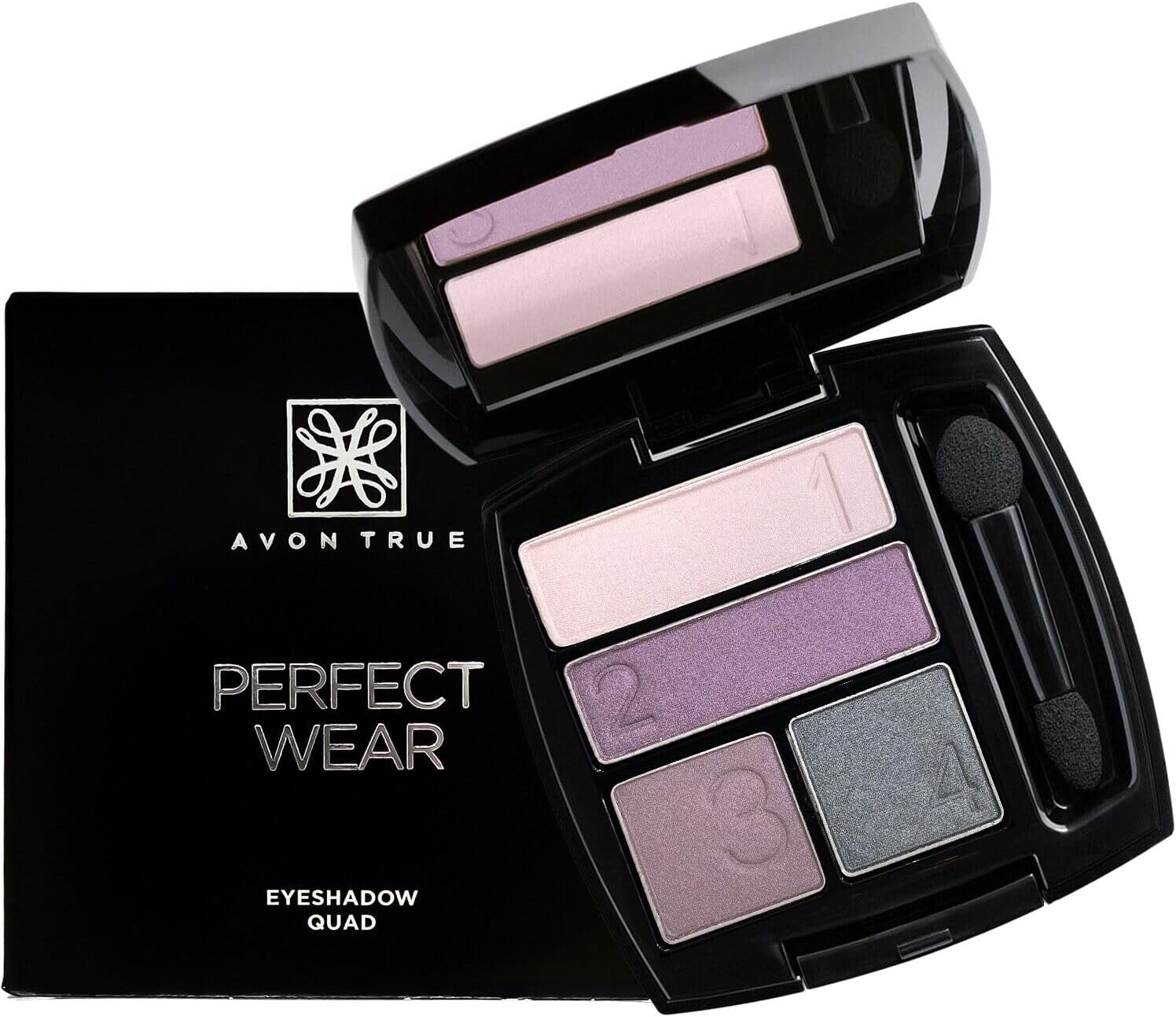 Avon True Colour Perfect Wear Eyeshadow Quad Mirrored Compact Palette (Moonlit Mauve)