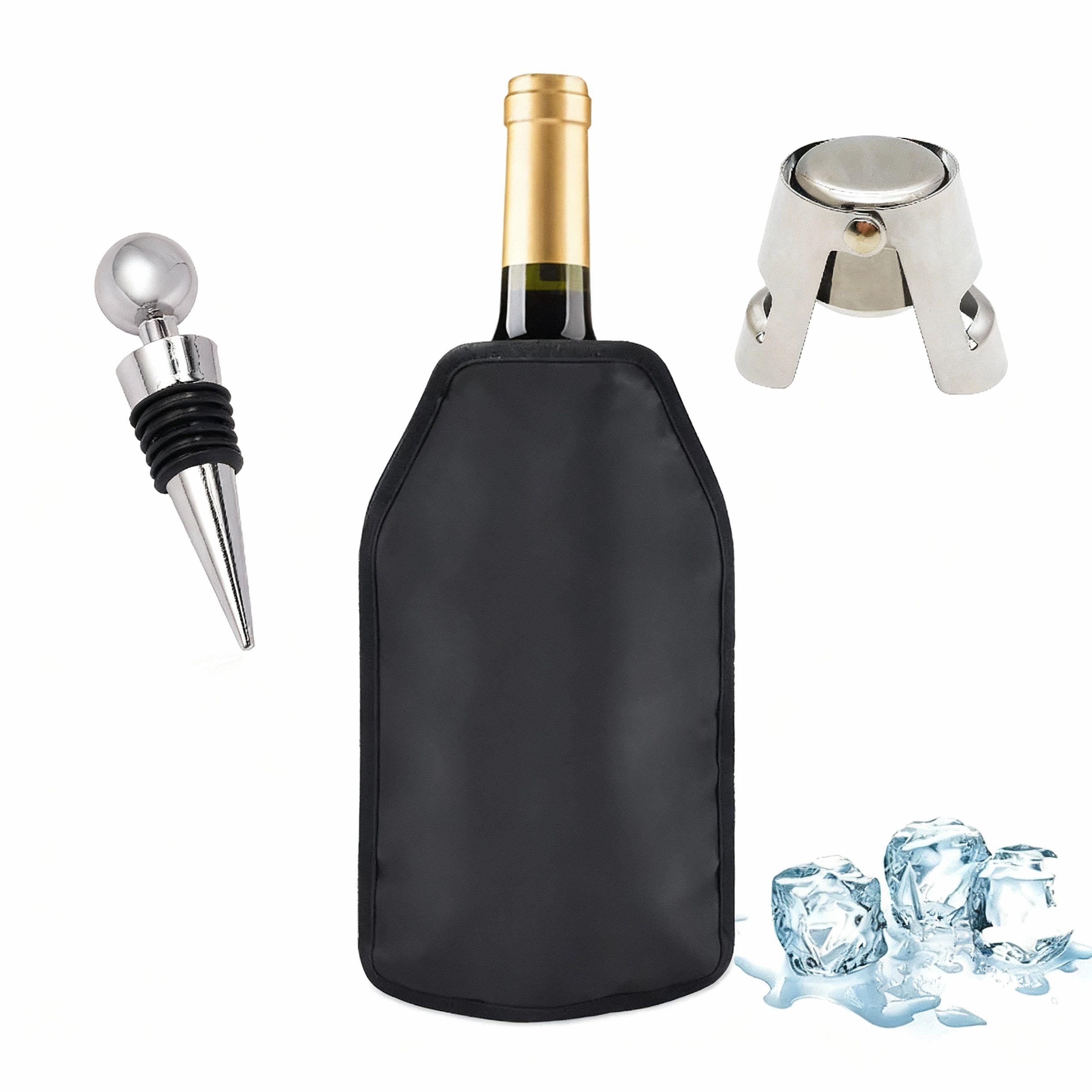 Enfriador de botellas de vino + 2 tapones, Enfriador De Vino, Enfriador De Botellas, Enfriador De Vino Para Una Botella, Tapones Para Botellas, Funda Enfriadora de Botellas, Accesorios Vino