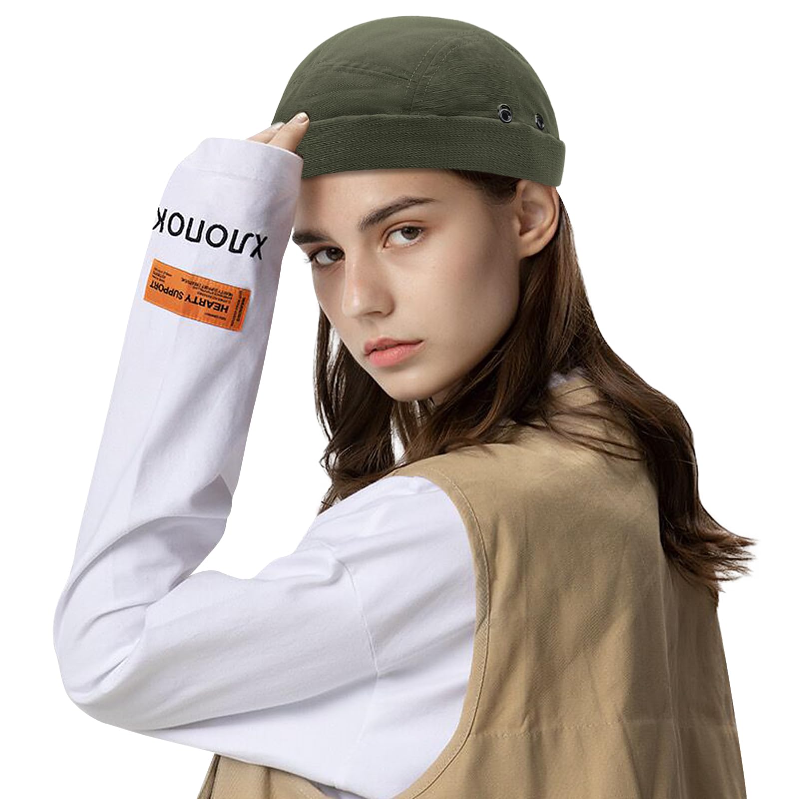 Croogo Sombrero impermeable sin ala de secado rápido, gorro diario de 5 paneles, sombrero casual de cráneo, sombrero retro de trabajador, sombreros de propietario
